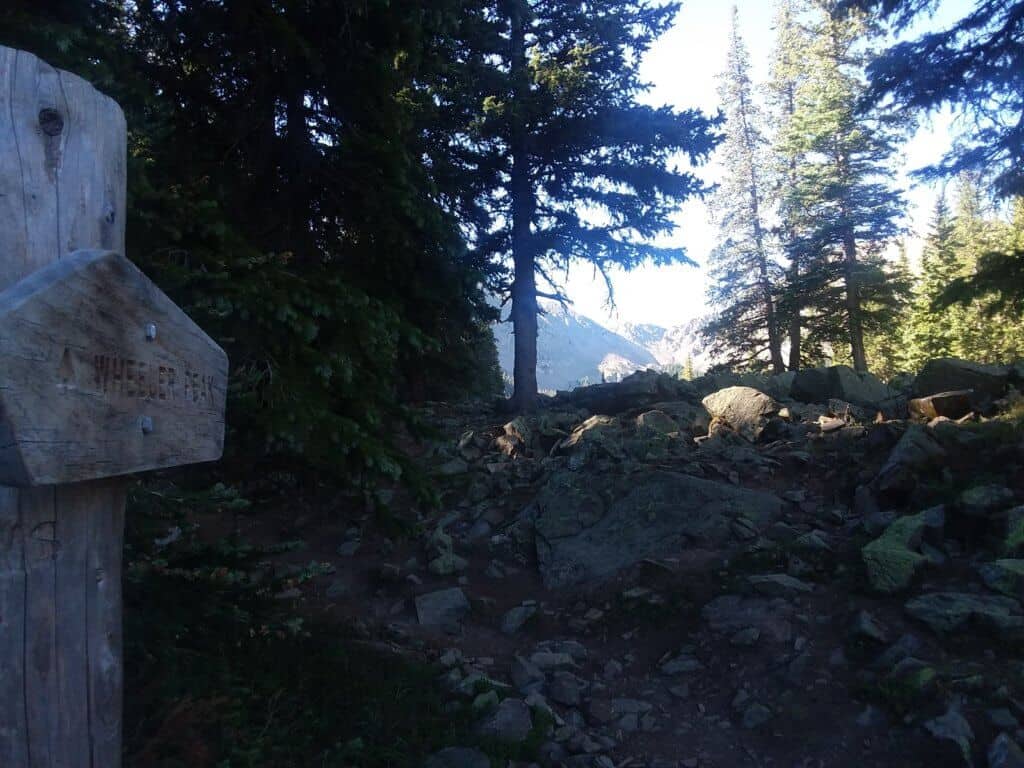 The split between Williams Lake and Wheeler Peak on one of the best hiking trails near Taos