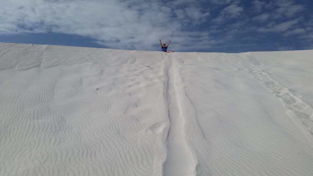 Sand sledding at White Sands National Park