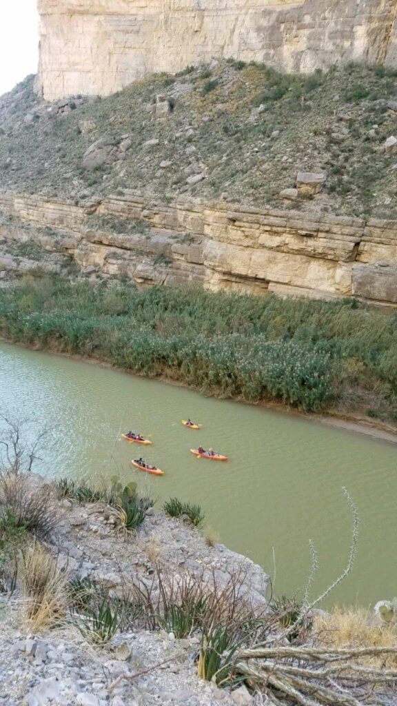 Overlooking kayakers from the top of Santa Elena Canyon Trail