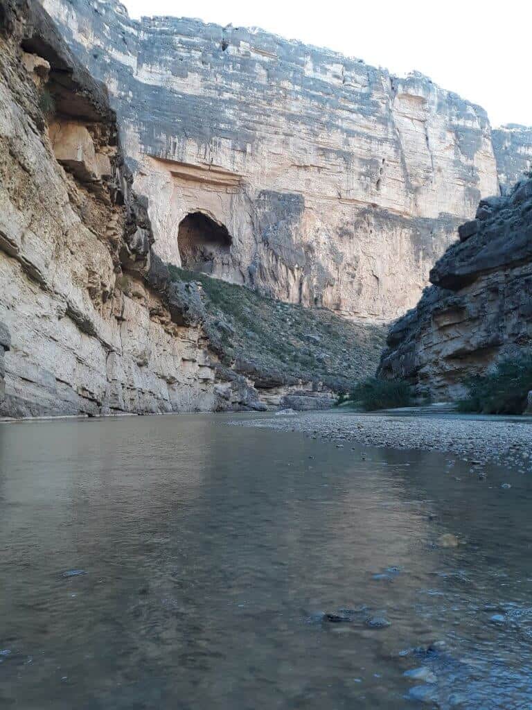 A cave carved in the Santa Elena Canyon walls