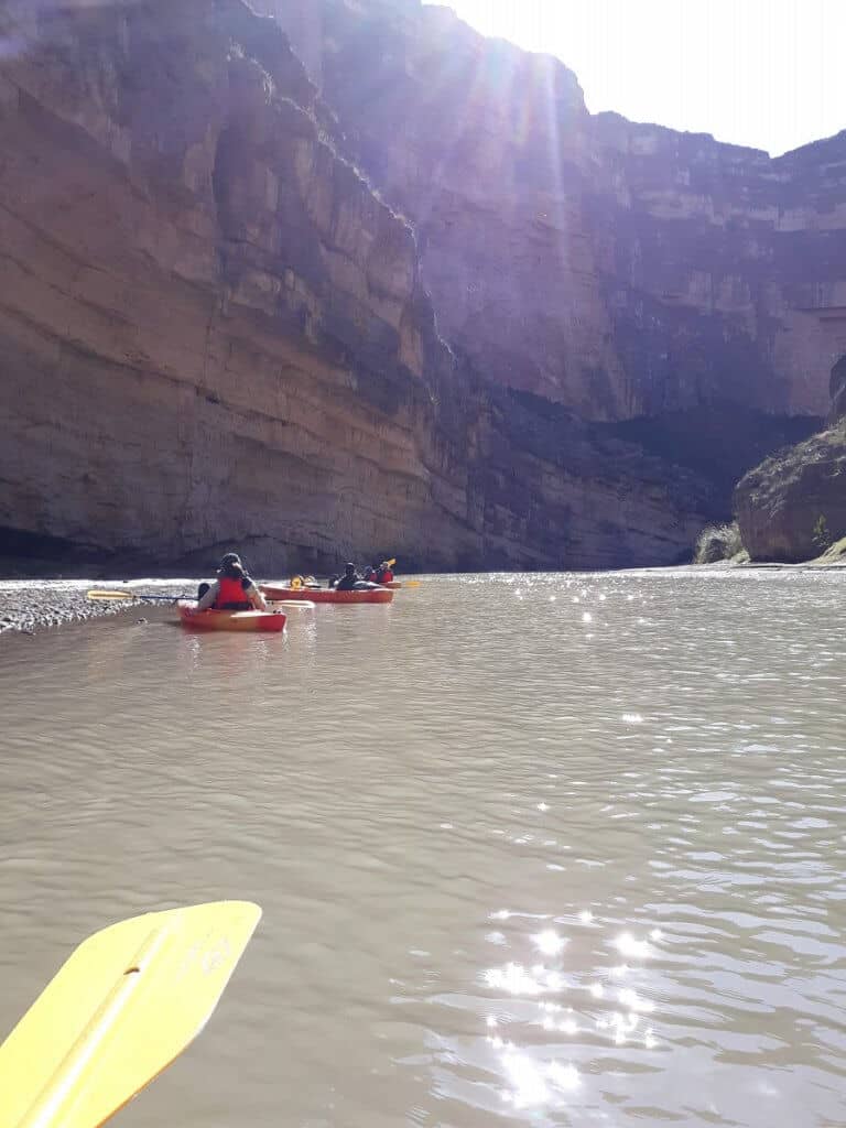 Santa Elena Canyon kayaking with a group rafting the Rio Grande