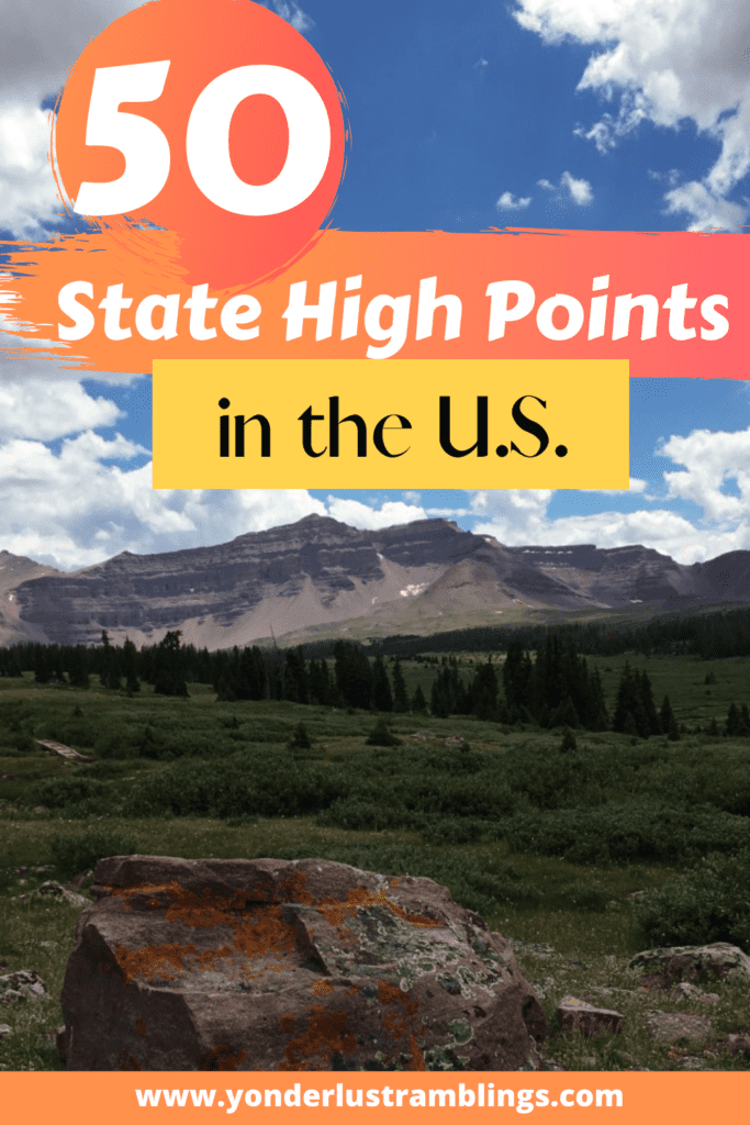 The highest peak and each of the 50 state high points in the US