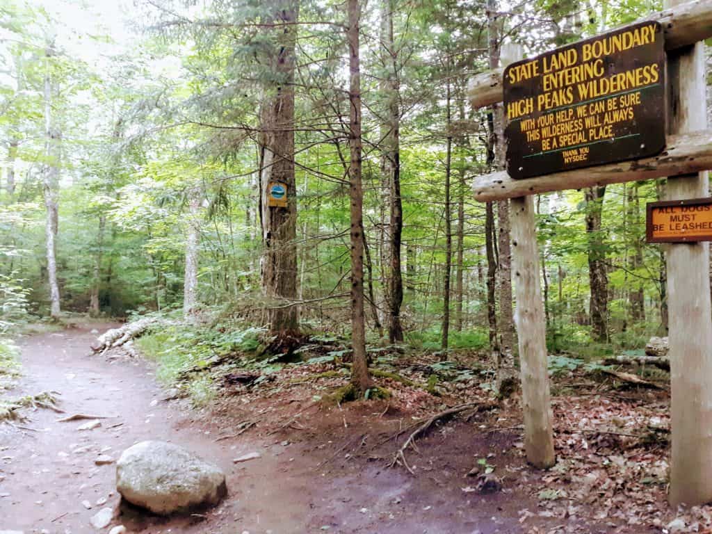 The trailhead of the Mount Marcy hike