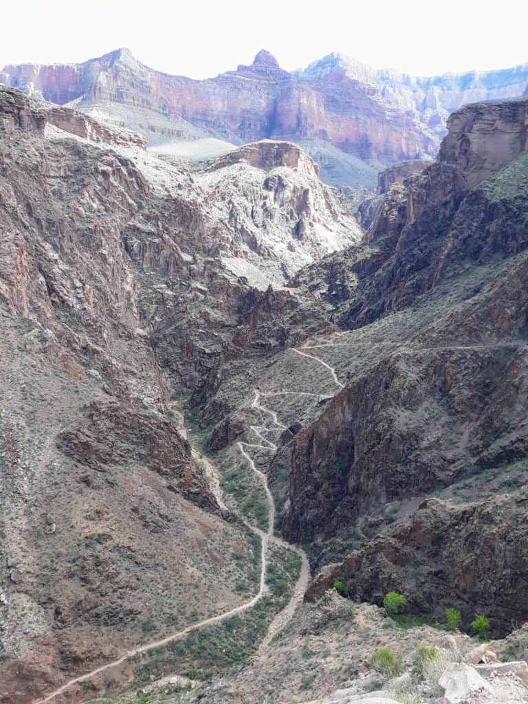 Looking down on the Devil's Corkscrew on the Bright Angel Trail