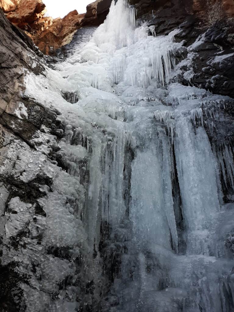 A frozen Post Oak waterfall in the Charon Garden Wilderness Area
