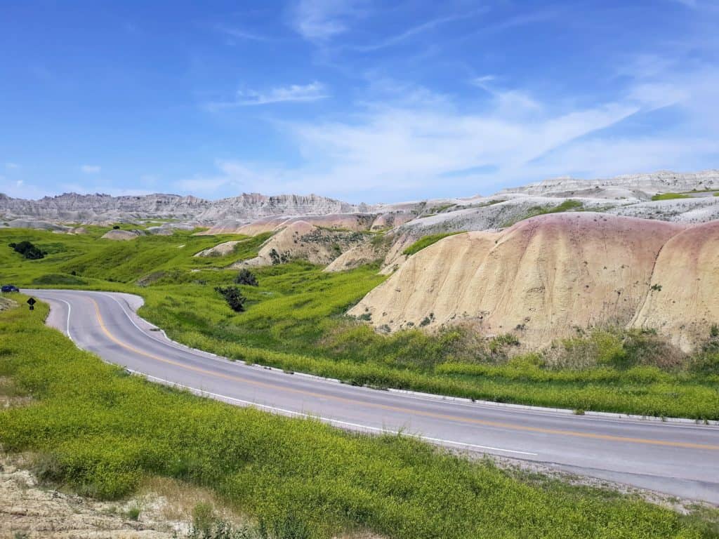 The scenic drive through Badlands National Park