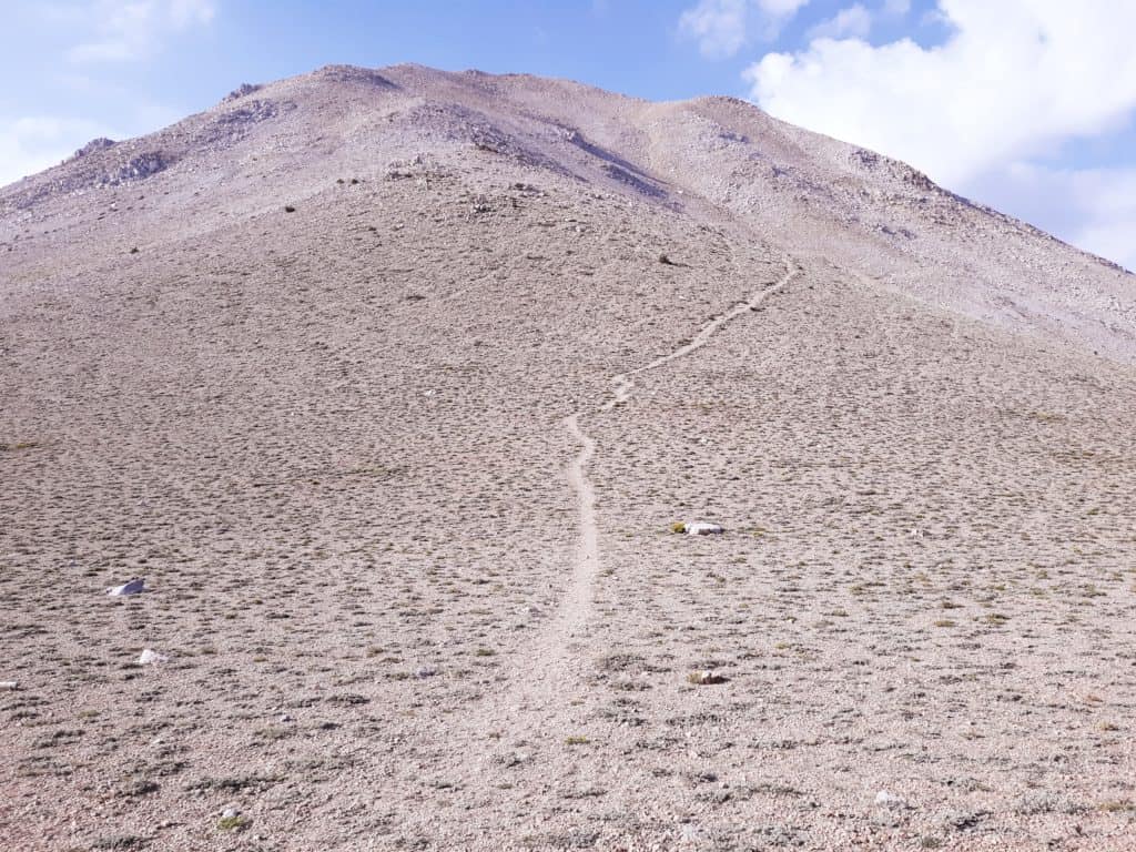 The beginning of the tough uphill push to Boundary Peak's summit