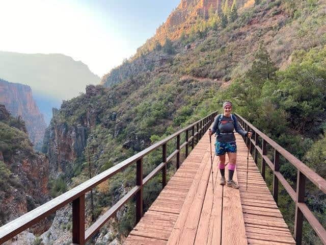 Descending the North Kaibab Trail on a Rim to Rim hike