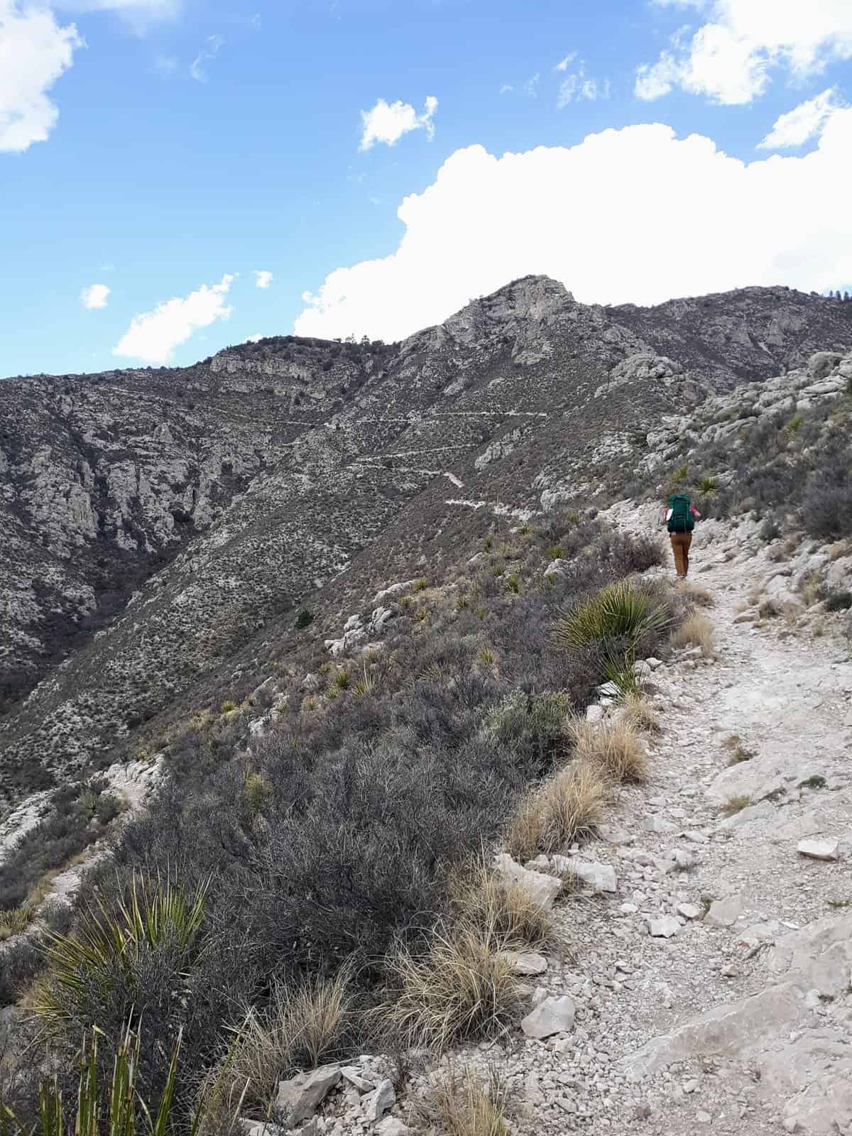 Uphill climbing through the Guadalupe Mountains