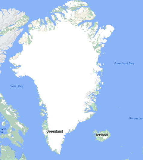 Map of Iceland vs Greenland