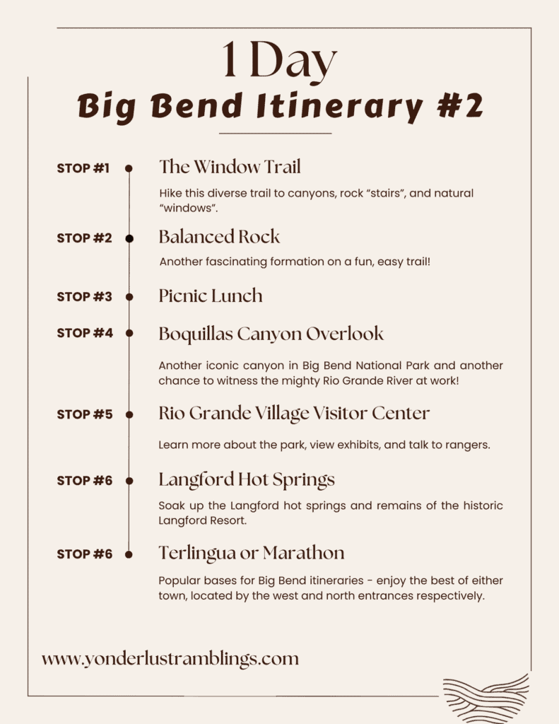 1 Day Big Bend National Park Itinerary Option #2
