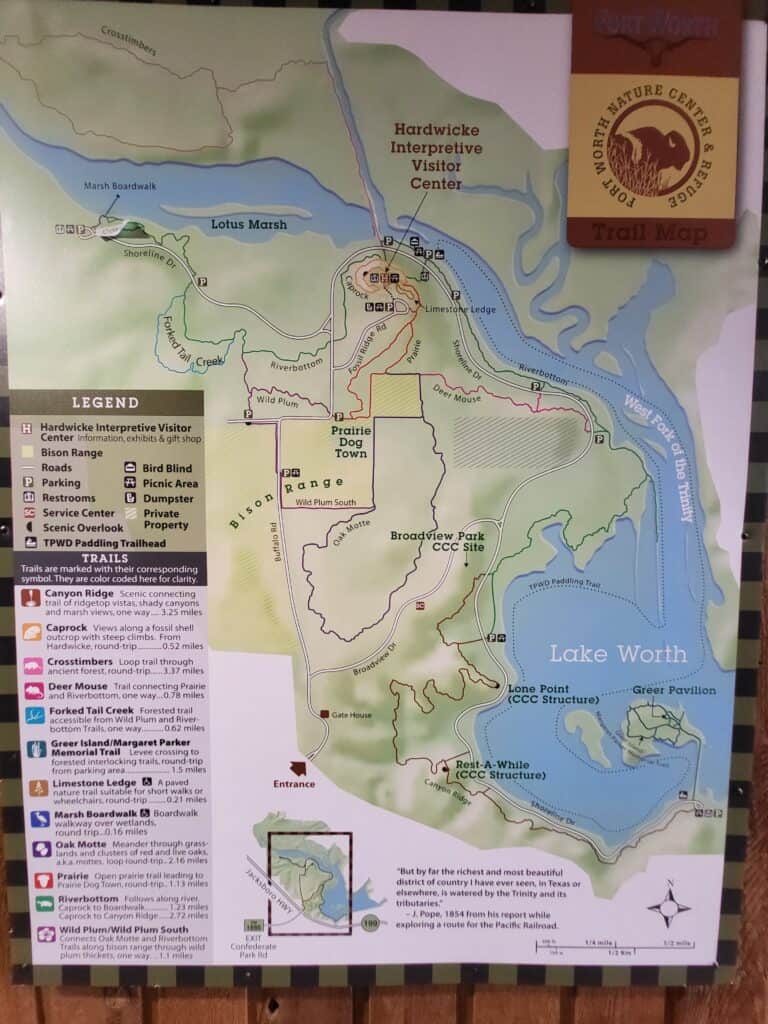 Fort Worth Nature Center trail map